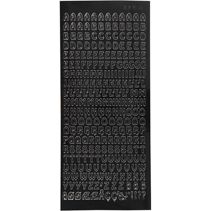 Stickers, small letters, capital, sheet 10x23 cm, black, 1 sheet