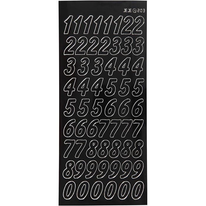 Stickers, big numbers, 10x23 cm, black, 1 sheet