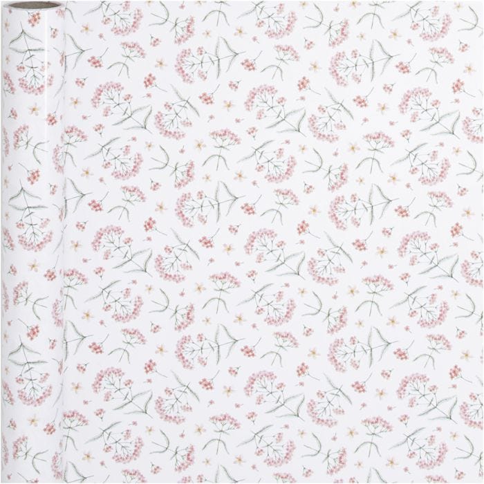 Gift wrap, flowers, W: 50 cm, 80 g, 5 m/ 1 roll