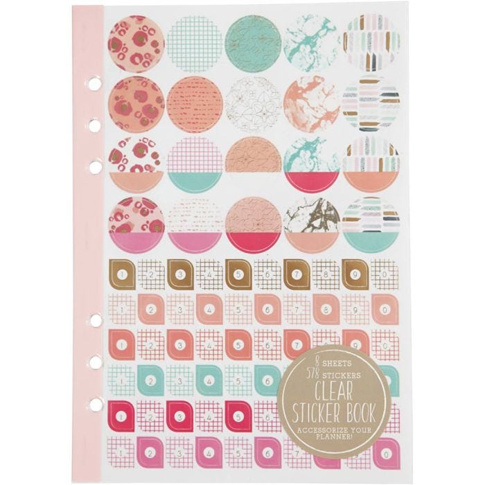 Sticker book, watercolor, A5, gold, red, coral, 1 pc