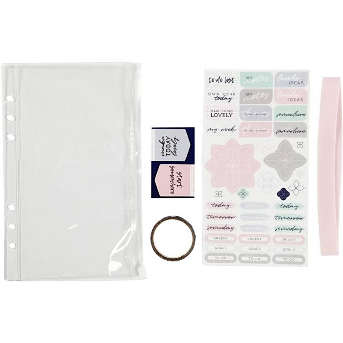 Plastic pouch with accessories, A5, sheet 140x215 mm, 1 pc