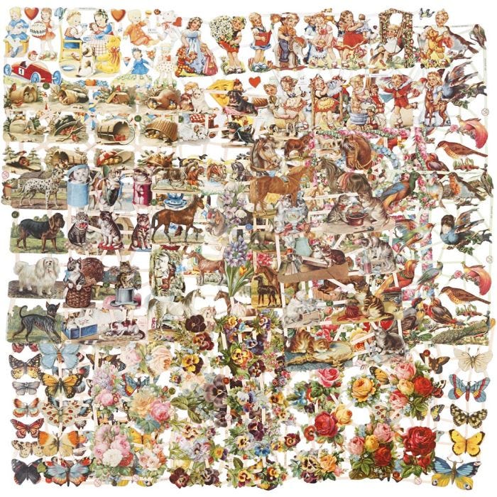 Vintage Die-Cuts, all year, sheet 16,5x23,5 cm, 30 sheet/ 1 pack