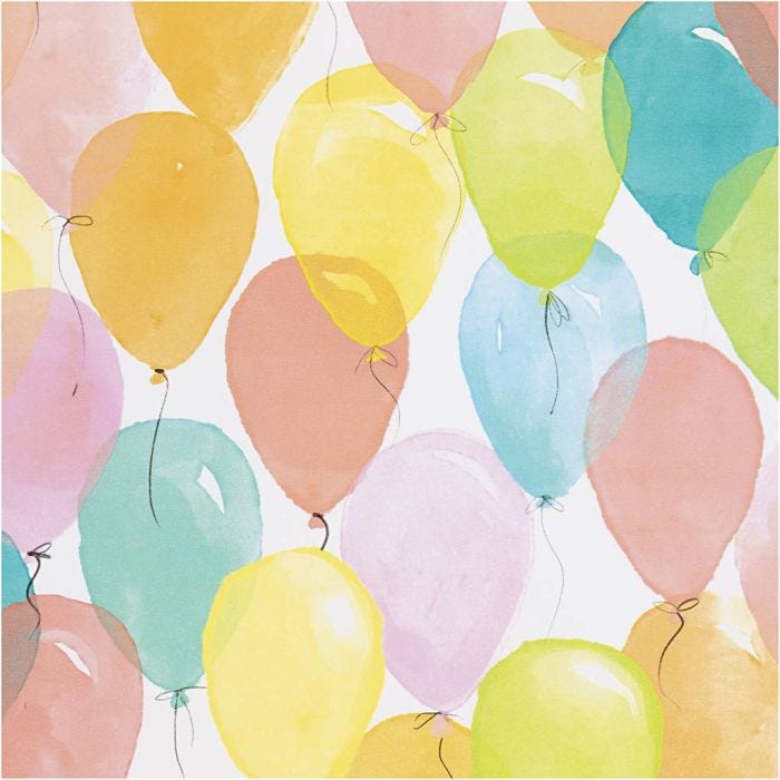 Gift wrap, Balloons, W: 50 cm, 80 g, pastel colours, 100 m/ 1 roll