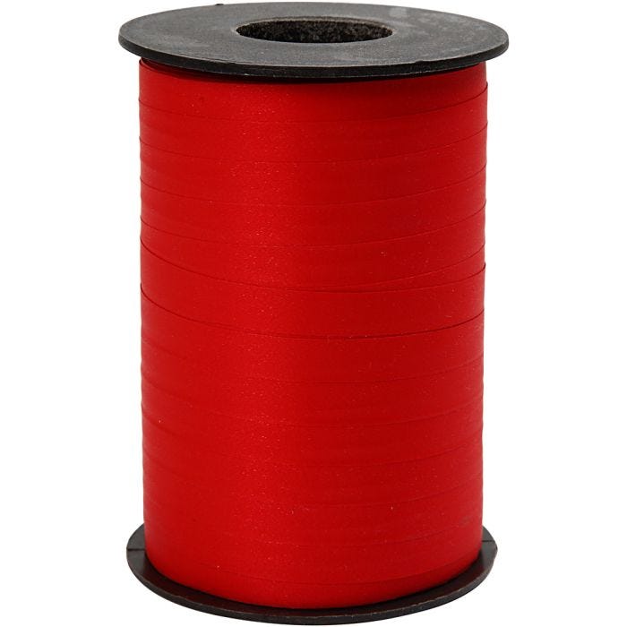 Curling Ribbon, W: 10 mm, matt, red, 250 m/ 1 roll