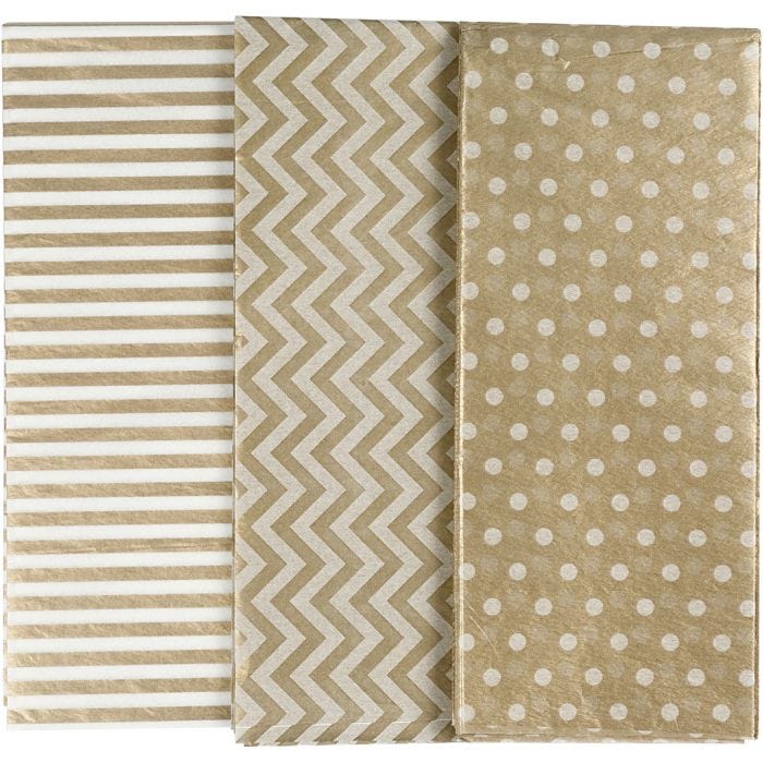 Tissue Paper, sheet 50x70 cm, 17 g, gold, 6 sheet/ 1 pack