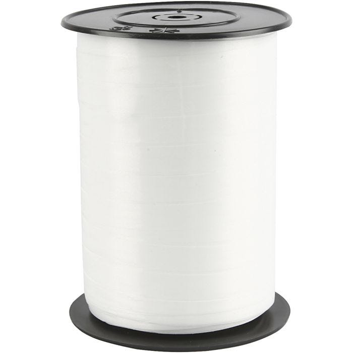 Curling Ribbon, W: 10 mm, glossy, white, 250m/ 1 roll
