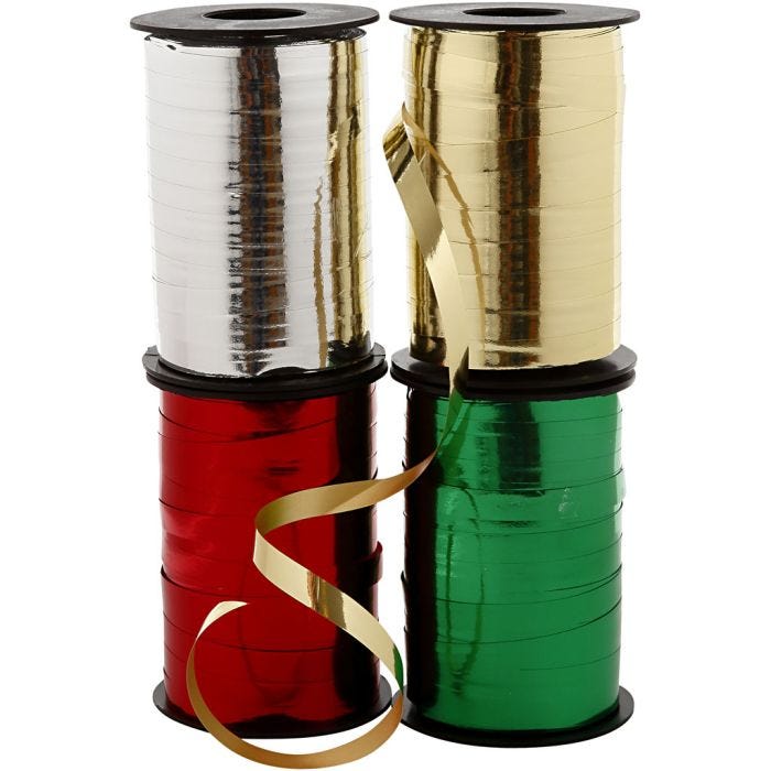 Curling Ribbon, W: 10 mm, glossy, 4x250 m/ 1 pack