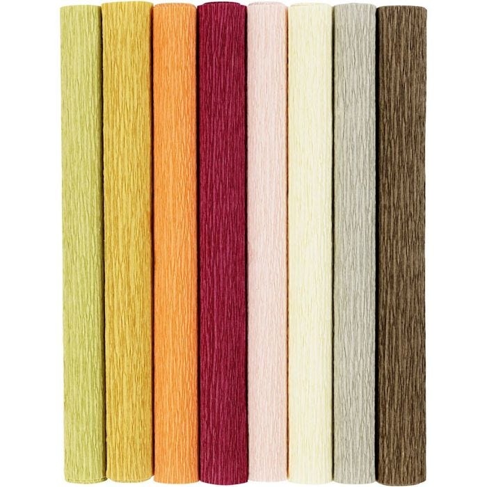 Crepe Paper, sheet 25x60 cm, Crêpe ratio: 180%, 105 g, mute colours, 8 sheet/ 1 pack