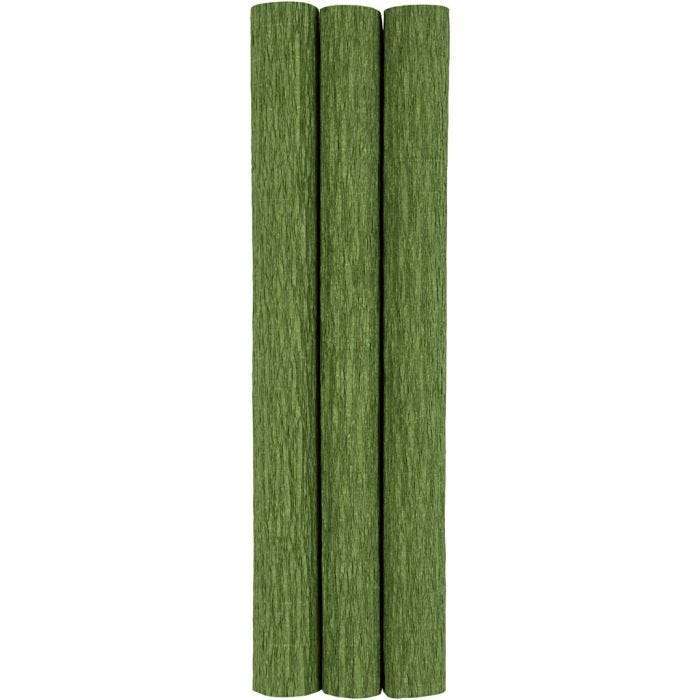 Crepe Paper, sheet 25x60 cm, Crêpe ratio: 180%, 105 g, leaf green, 3 sheet/ 1 pack