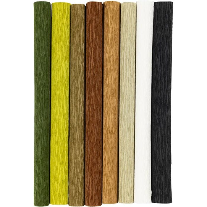 Crepe Paper, sheet 25x60 cm, Crêpe ratio: 180%, 105 g, natural, 8 sheet/ 1 pack