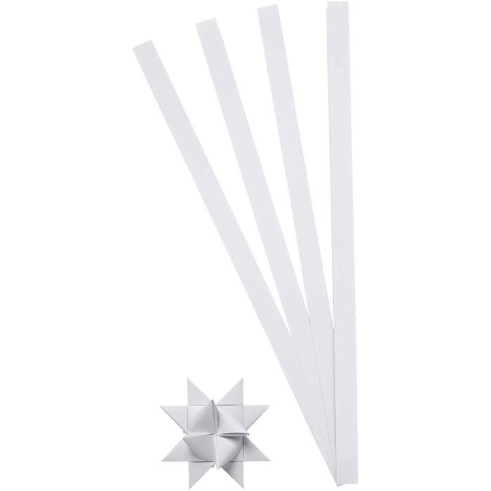Paper Star Strips, L: 45 cm, dia. 4,5 cm, W: 10 mm, white, 100 strips/ 1 pack