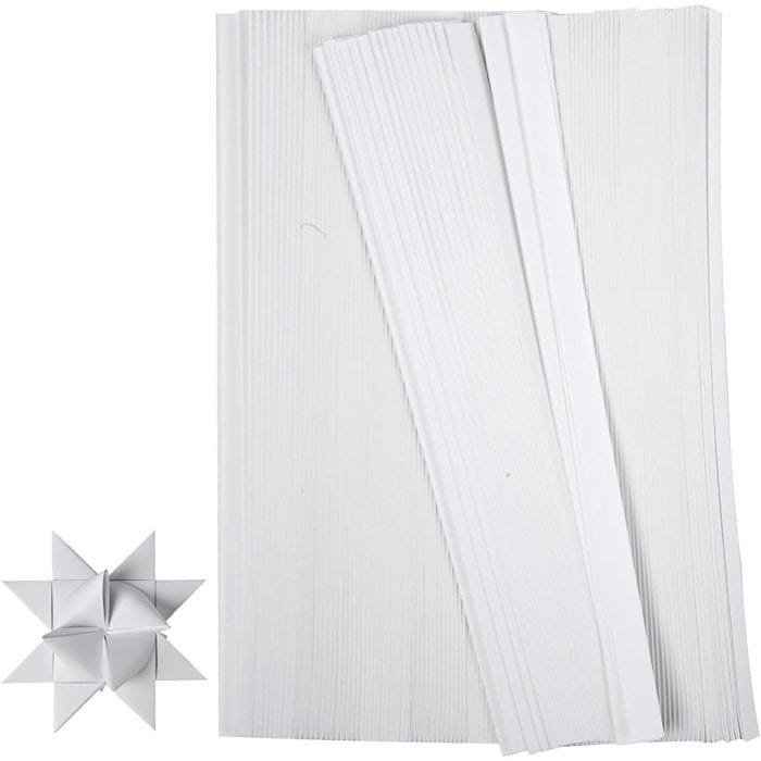 Paper Star Strips, L: 45 cm, W: 10 mm, dia. 4,5 cm, white, 500 strips/ 1 pack