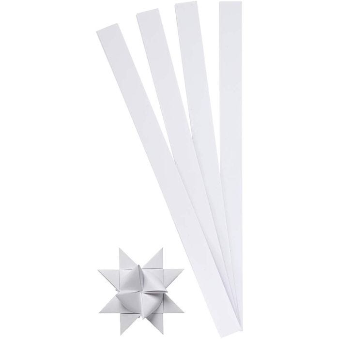 Paper Star Strips, L: 45 cm, W: 15 mm, dia. 6,5 cm, white, 100strips/ 1 pack