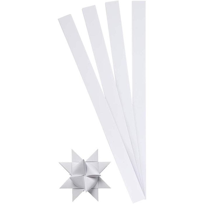 Paper Star Strips, L: 45 cm, Dia. 6,5 cm, W: 15 mm, white, 100 strips/ 1 pack