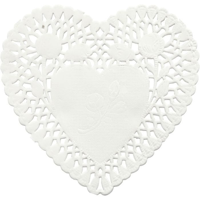 Doilies, heart-shaped, Dia. 10 cm, 30 pc/ 1 pack