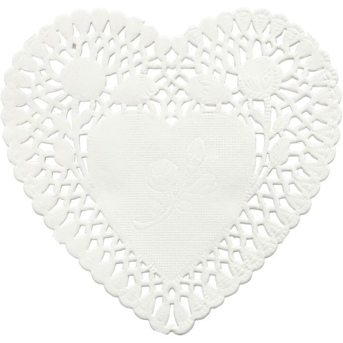 Doilies, heart-shaped, dia. 10 cm, 30 pc/ 1 pack