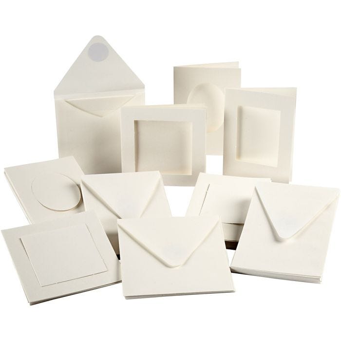 Passepartout Card, card size 10,5x15 + 12,5x12,5 cm, Content may vary , off-white, 50 set/ 1 pack