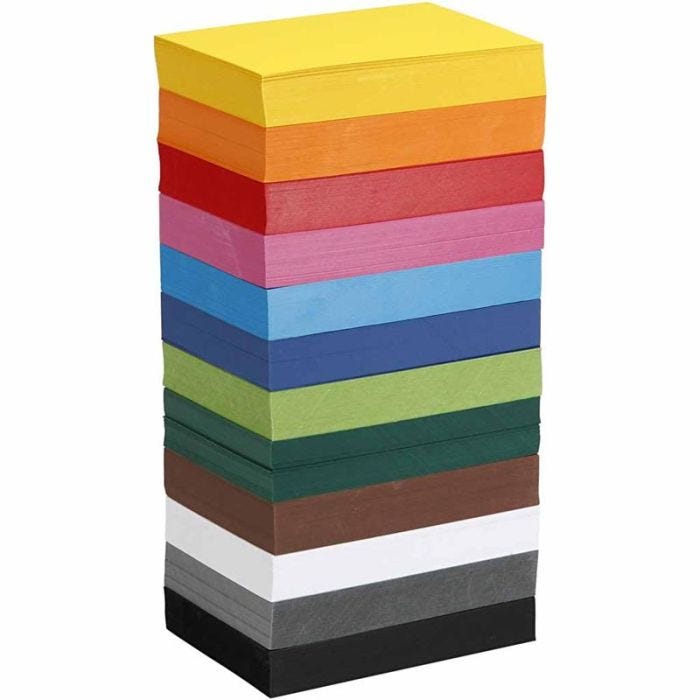 Coloured Card, A6, sheet 105x148 mm, 180 g, assorted colours, 12x100 sheet/ 1 pack
