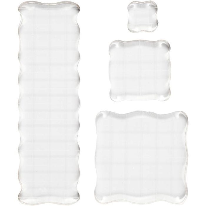Acrylic Block, size 2,5x2,5+5x5+7,6x7,6+5x16,5 cm, thickness 1 cm, 4 pc/ 1 pack