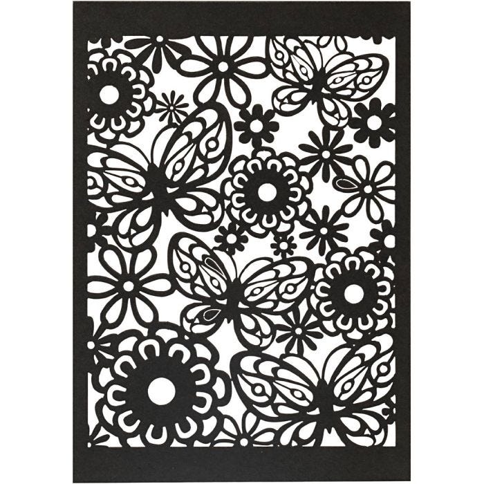 Lace Patterned cardboard, sheet 10,5x15 cm, 200 g, black, 10 pc/ 1 pack