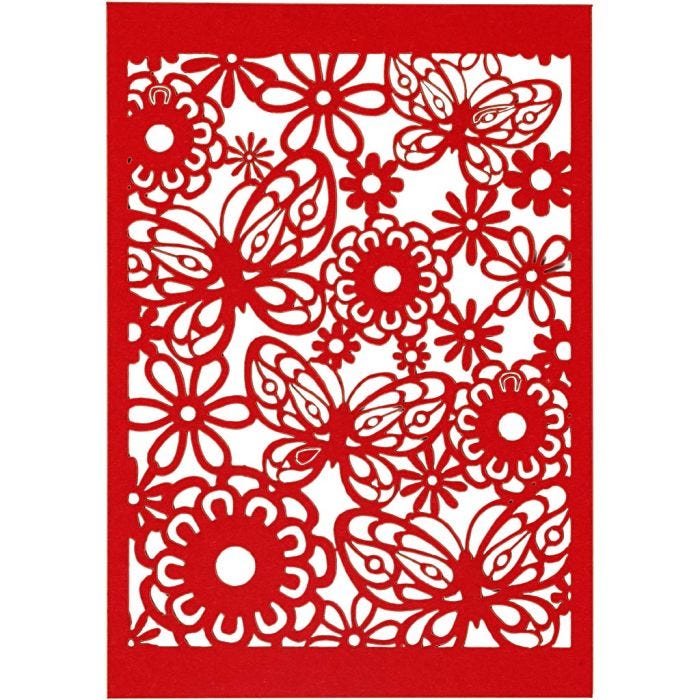 Lace Patterned cardboard, sheet 10,5x15 cm, 200 g, red, 10 pc/ 1 pack