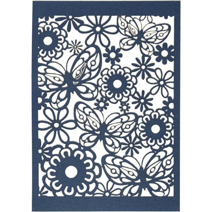 Lace Patterned cardboard, sheet 10,5x15 cm, 200 g, blue, 10 pc/ 1 pack