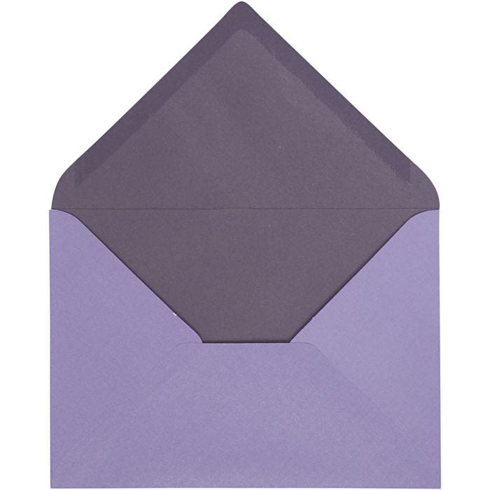 Envelope, envelope size 11,5x16 cm, 100 g, dark lilac/lilac, 10 pc/ 1 pack