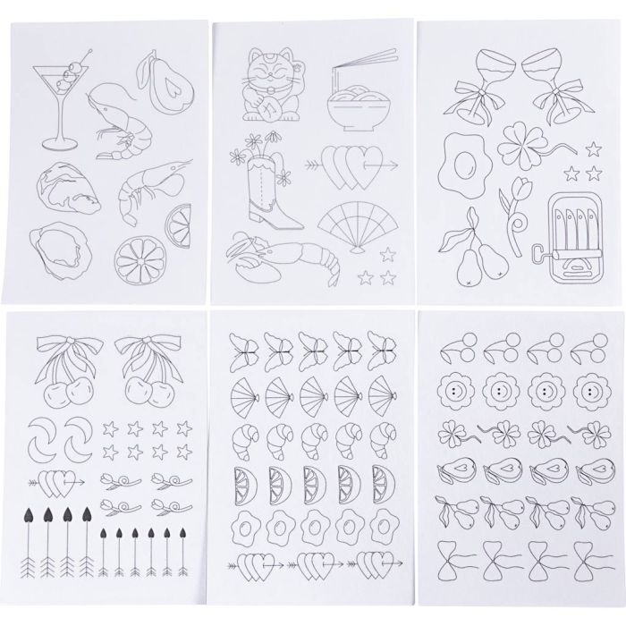 Stitch and Rinse Away Sheet, Decorative designs, A5, sheet 148,5x210 mm, 6 sheet/ 1 pack