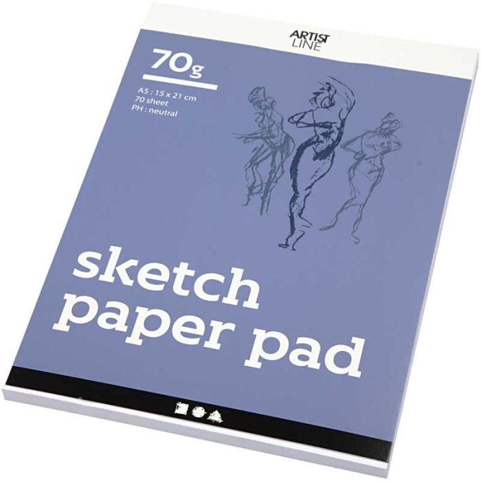 Sketch Pad, A5, sheet 148x210 mm, 70 g, white, 70 sheet/ 1 pack