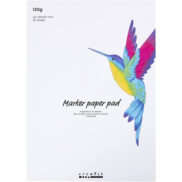 Marker paper pad, A4, 210x297 mm, 120 g, white, 30 sheet/ 1 pack