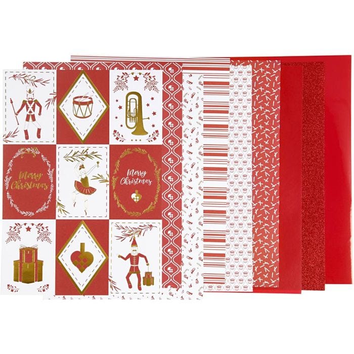 Design Paper pad, size 21x30 cm, 120+128 g, red, white, 24sheet/ 1 pack