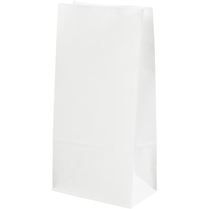 Paper Bag, H: 22.5 cm, size 6,5x11 cm, 50 g, white, 10 pc/ 1 pack