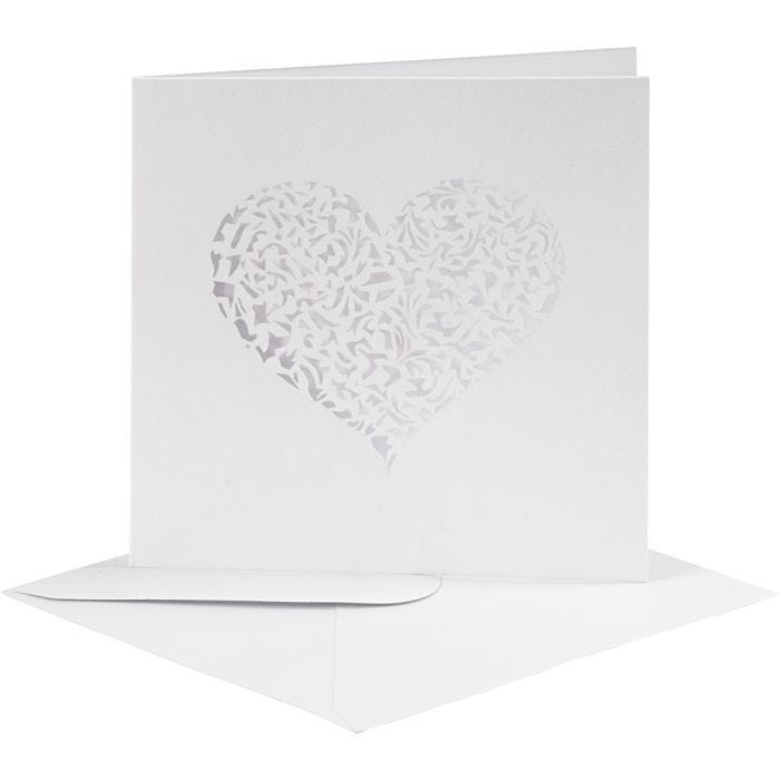 Card &amp; Envelope, card size 13,5x13,5 cm, envelope size 14,5x14,5 cm, 240+110 g, white, 5 set/ 1 pack
