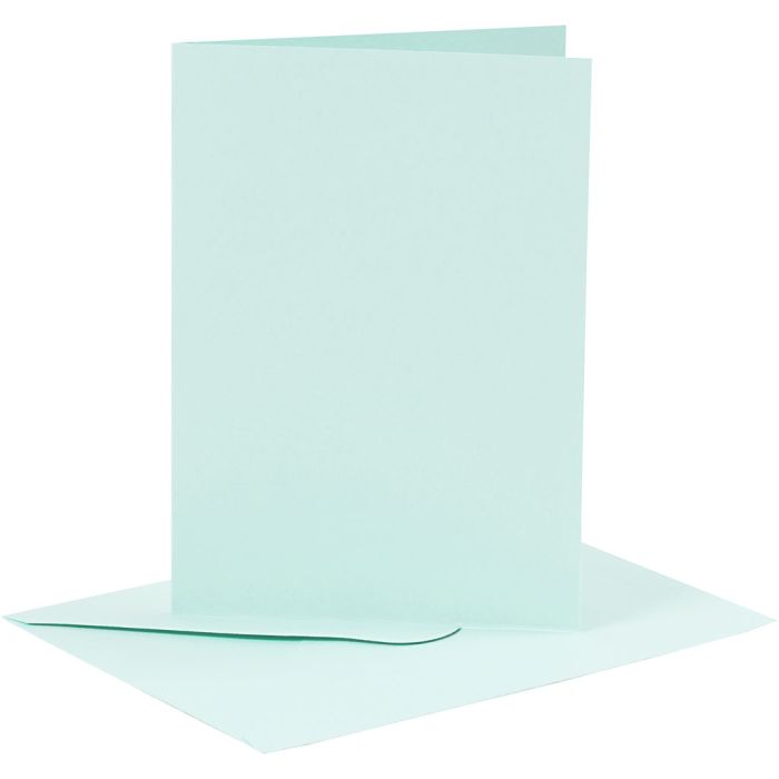 Cards and envelopes, card size 10,5x15 cm, envelope size 11,5x16,5 cm, 110+220 g, light blue, 6 set/ 1 pack