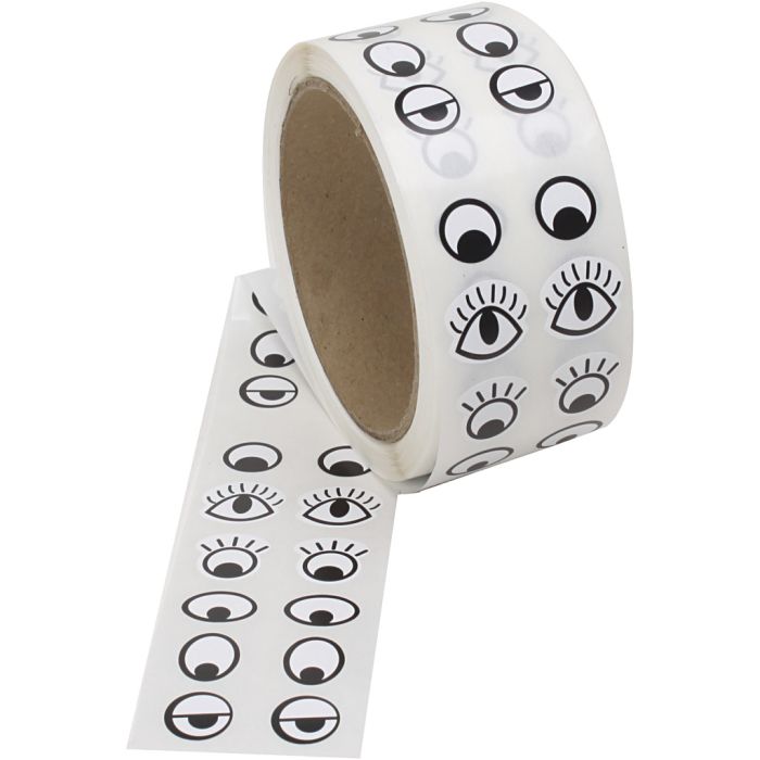 Sticker eyes, black, white, 2000 pc/ 1 pack