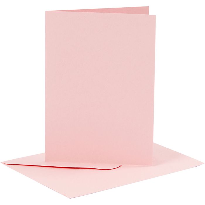 Cards and envelopes, card size 10,5x15 cm, envelope size 11,5x16,5 cm, 110+220 g, rose, 6 set/ 1 pack