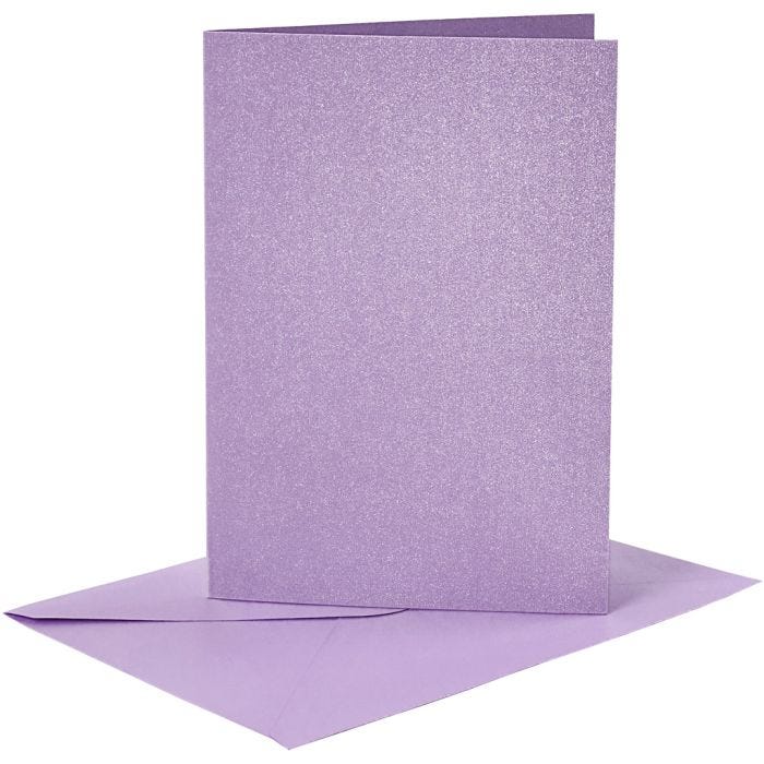 Cards and Envelopes, card size 10,5x15 cm, envelope size 11,5x16,5 cm, mother of pearl, 120+210 g, purple, 4 set/ 1 pack