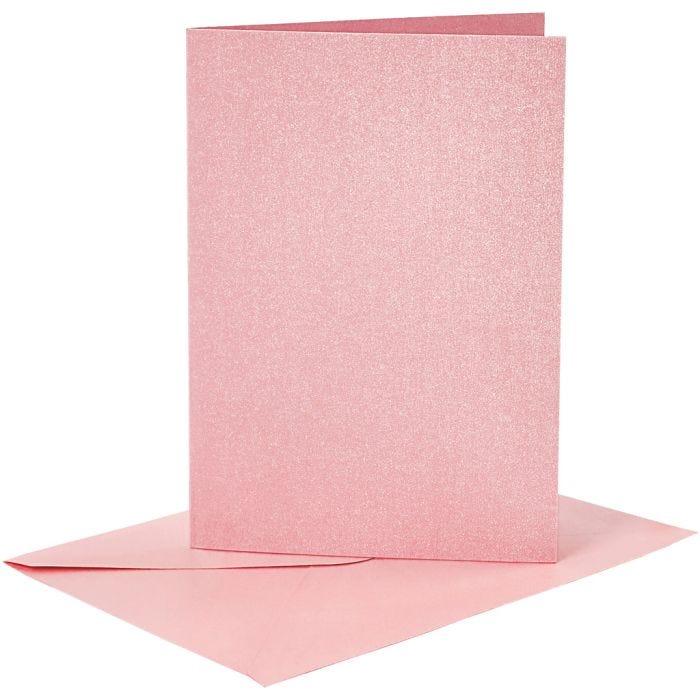 Cards and Envelopes, card size 10,5x15 cm, envelope size 11,5x16,5 cm, mother of pearl, 120+210 g, rose, 4 set/ 1 pack