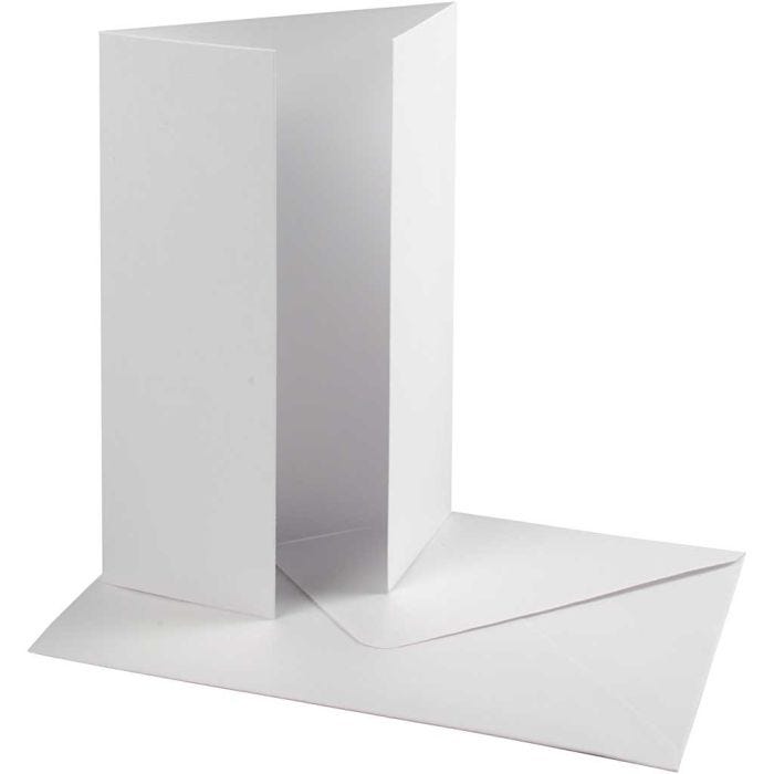 Pearlescent Card &amp; Envelope, card size 10,5x15 cm, envelope size 11,5x16,5 cm, 230+120 g, white, 10 set/ 1 pack