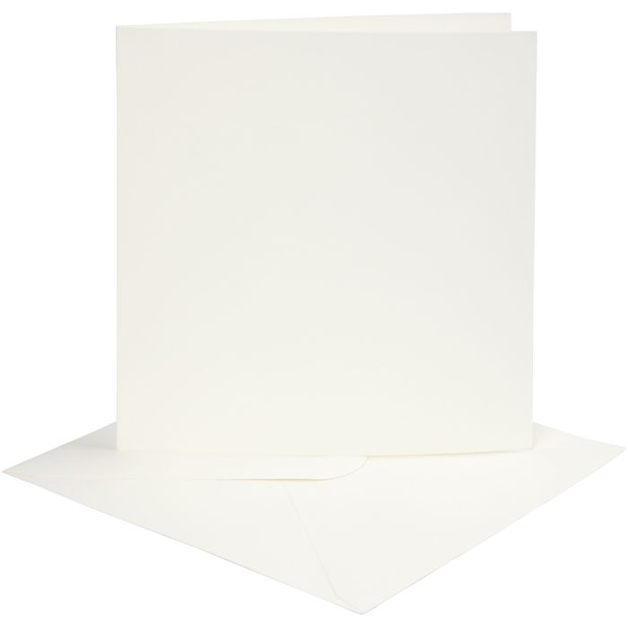 Cards and envelopes, card size 15,2x15,2 cm, envelope size 16x16 cm, 220 g, off-white, 4 set/ 1 pack