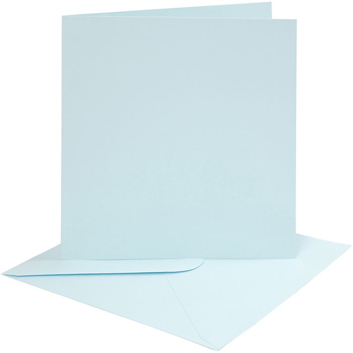 Cards and envelopes, card size 15,2x15,2 cm, envelope size 16x16 cm, 220 g, light blue, 4 set/ 1 pack