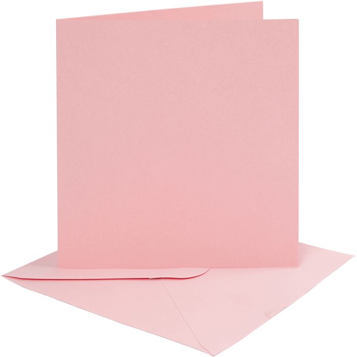 Cards and envelopes, card size 15,2x15,2 cm, envelope size 16x16 cm, 220 g, rose, 4 set/ 1 pack