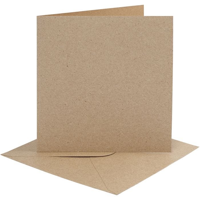 Cards and envelopes, card size 15,2x15,2 cm, envelope size 16x16 cm, 230 g, natural, 4 set/ 1 pack