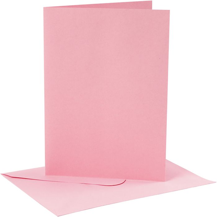Cards and envelopes, card size 12,7x17,8 cm, envelope size 13,3x18,5 cm, 220 g, rose, 4set/ 1 pack