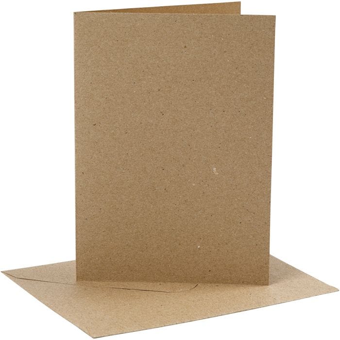 Cards and envelopes, card size 12,7x17,8 cm, envelope size 13,3x18,5 cm, 230 g, natural, 4 set/ 1 pack