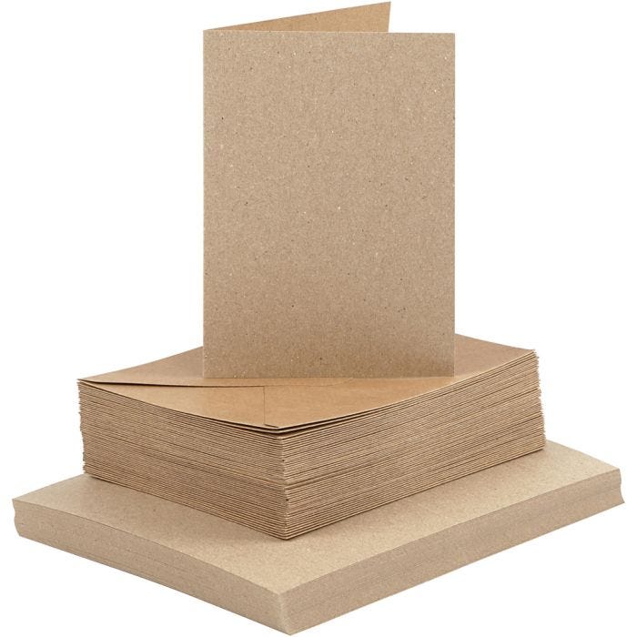 Cards and envelopes, card size 10,5x15 cm, envelope size 11,5x16,5 cm, 120+240 g, natural, 50 set/ 1 pack