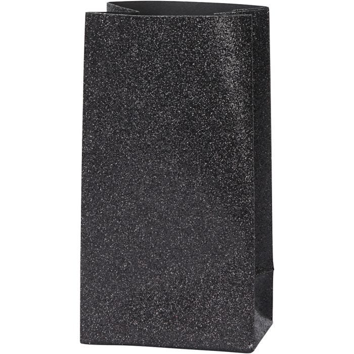Paper Bag, H: 17 cm, size 6x9 cm, 170 g, black, 8 pc/ 1 pack