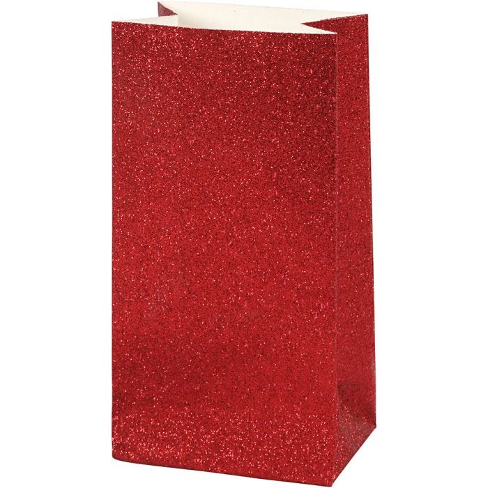 Paper Bag, H: 17 cm, size 6x9 cm, 200 g, red, 8pc/ 1 pack