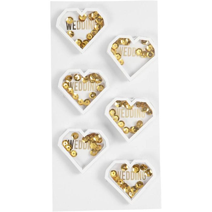Shaker stickers, D. 4 mm, L: 32 mm, W: 38 mm, white, 6 pc/ 1 pack