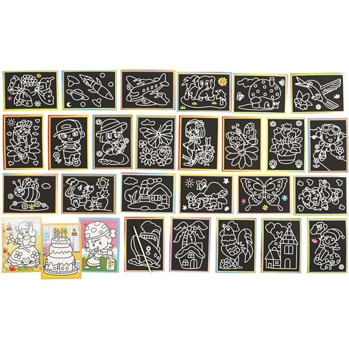 Scratch Pictures, size 9x12 cm, 96 asstd./ 1 pack